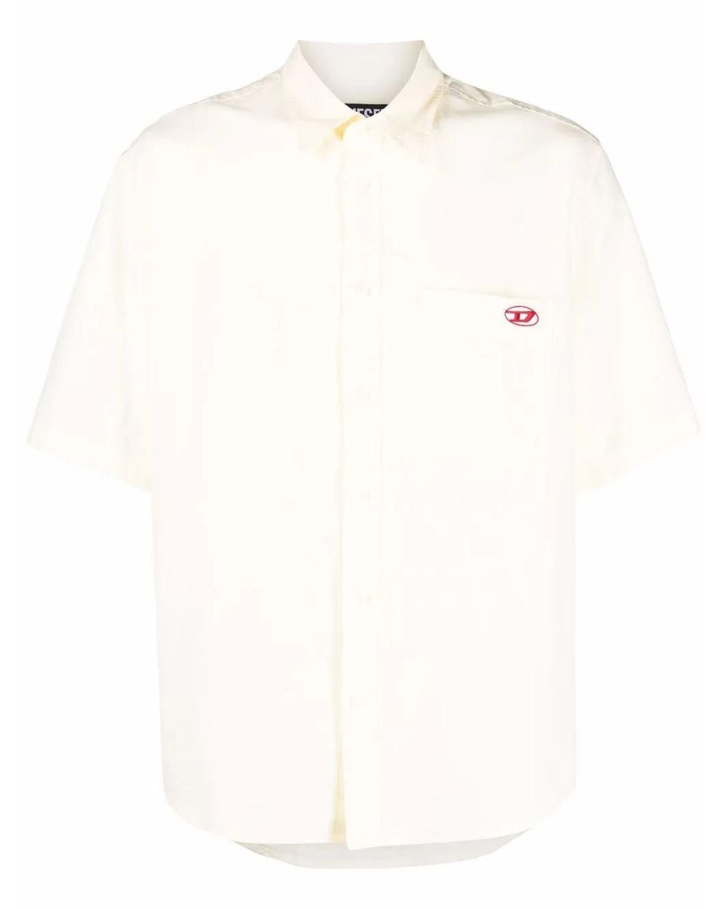 DIESEL White Logo-Patch Short-Sleeve Shirt for men