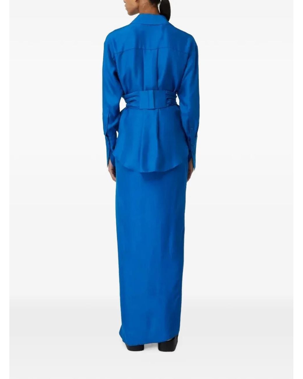GAUGE81 Blue Sabinas Silk Wrap Shirt