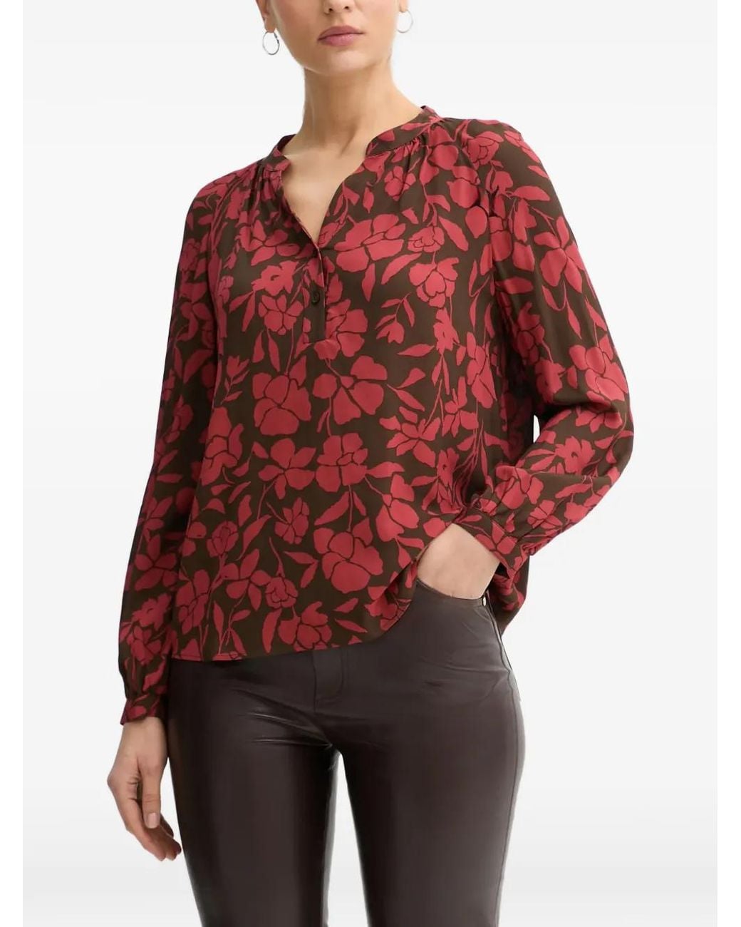 Benetton Red Floral-Print Blouse
