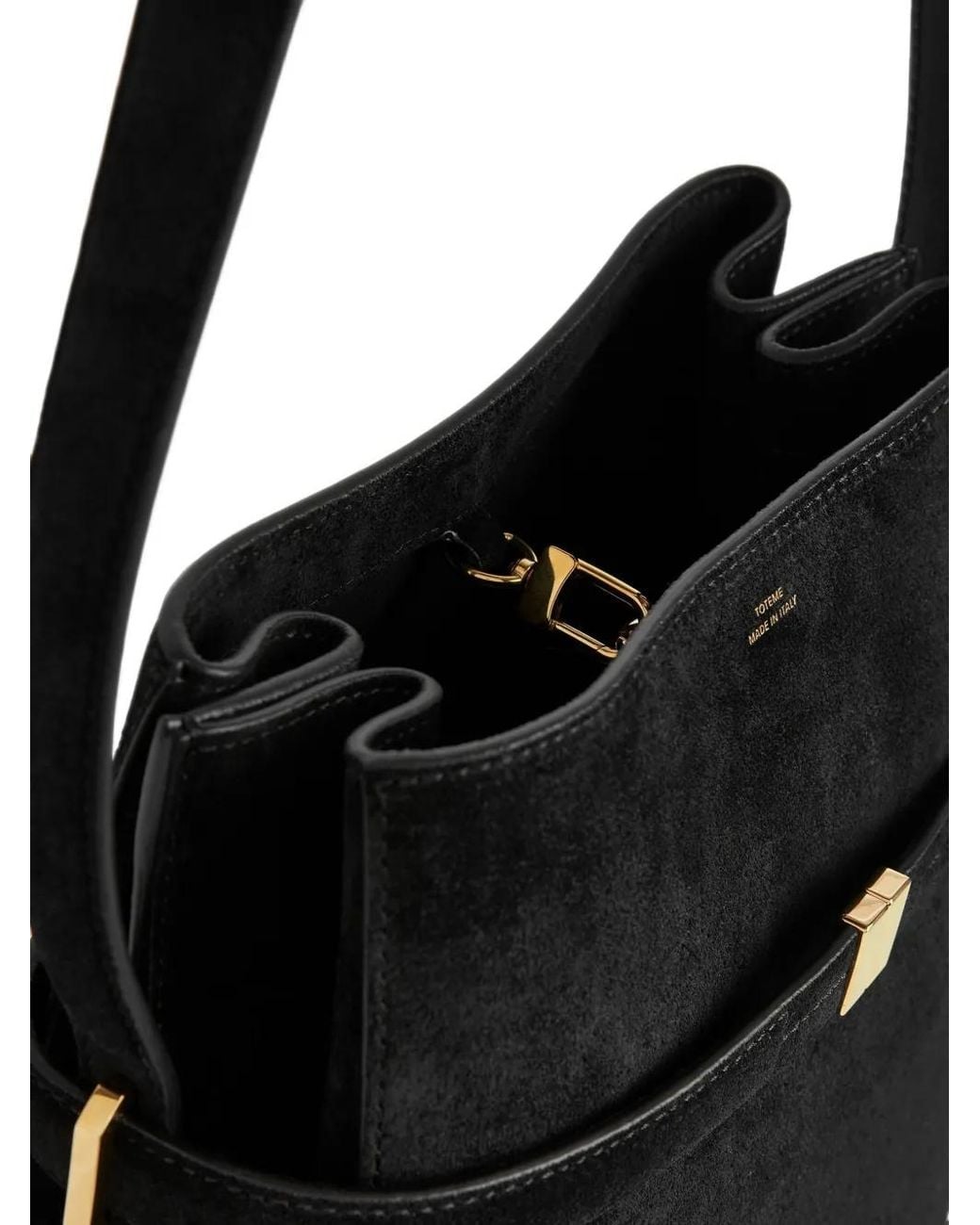 Totême Black Belted Suede Bucket Bag