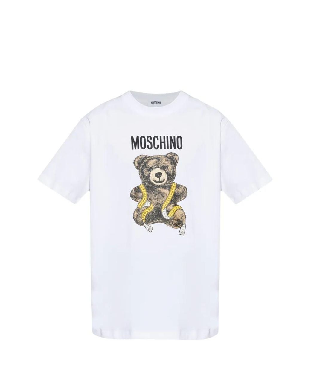 Moschino White Organic Jersey T-Shirt Decorated for men