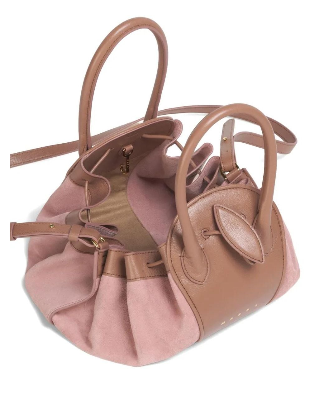 Marni Pink Leather And Suede Tulipea Small Handbag