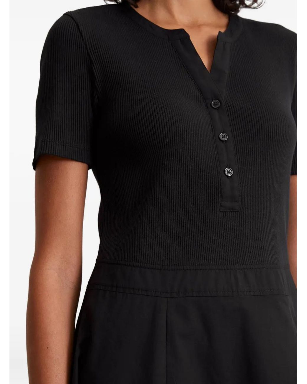 Marc O' Polo Black Ribbed Midi Dress