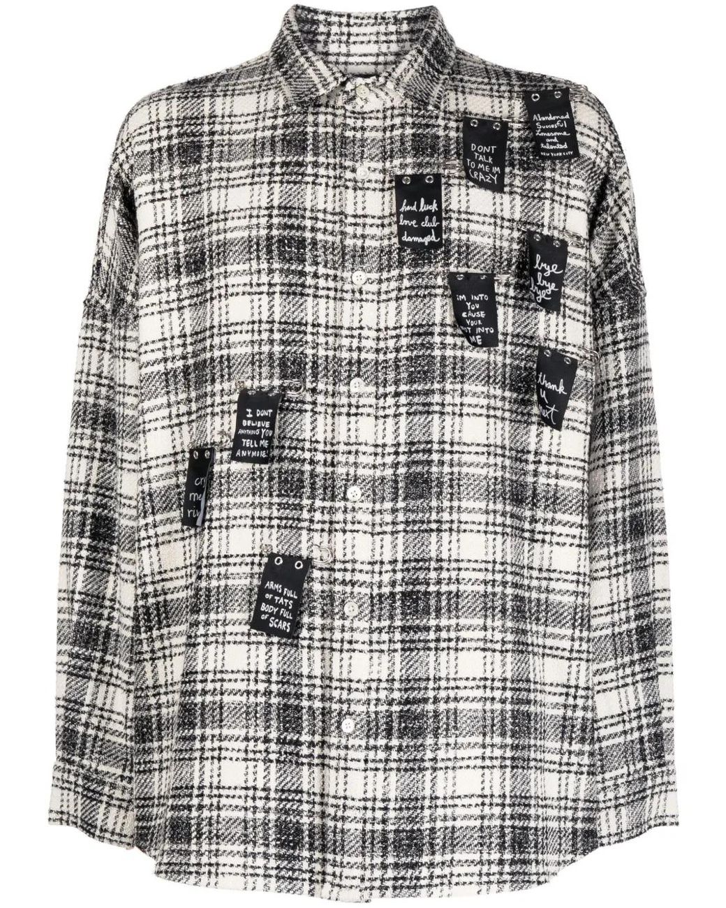 Haculla Gray Safety Plaid-Pattern Tweed Shirt for men