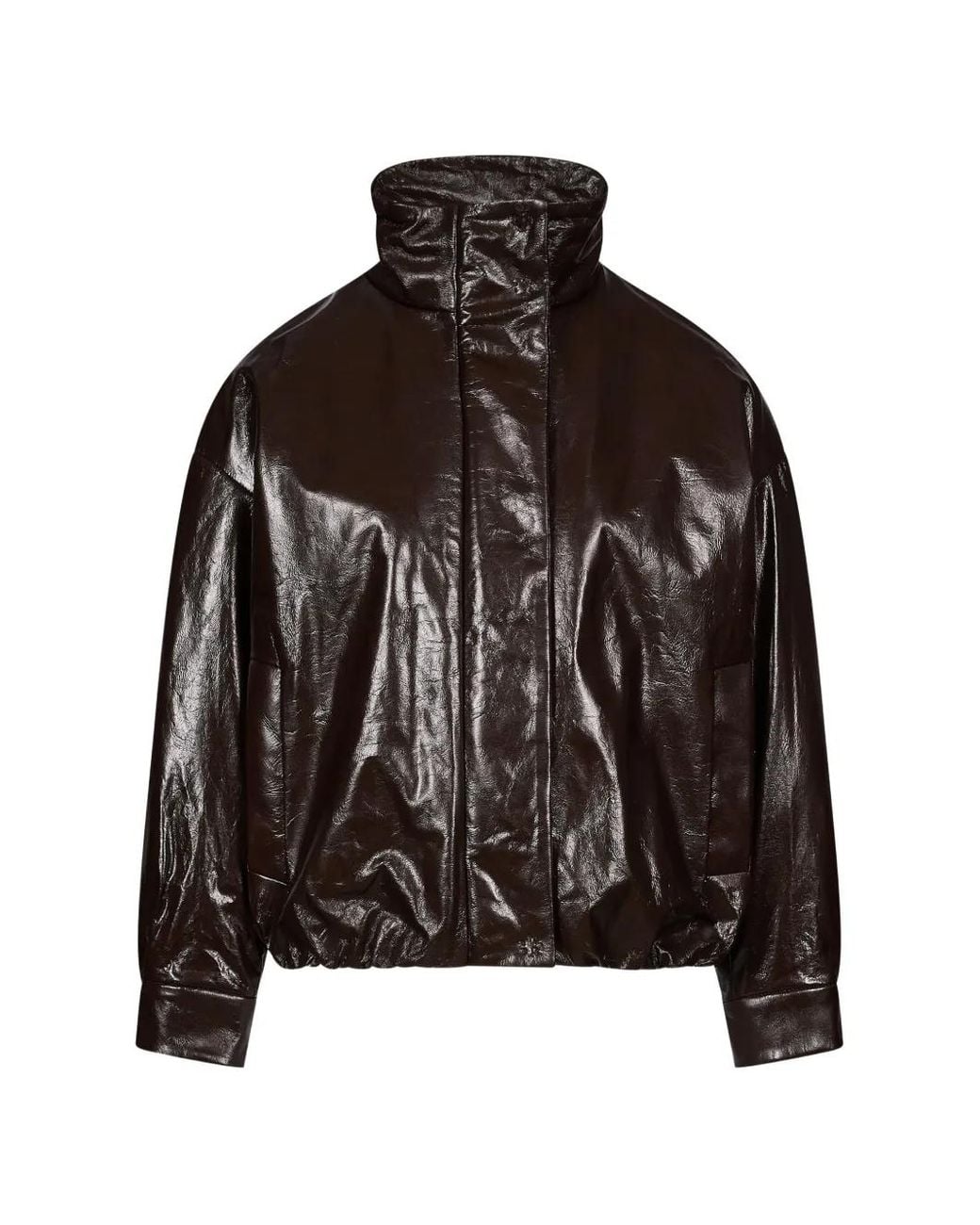 Salvatore Santoro Black High-Neck Crinkled-Finish Coat
