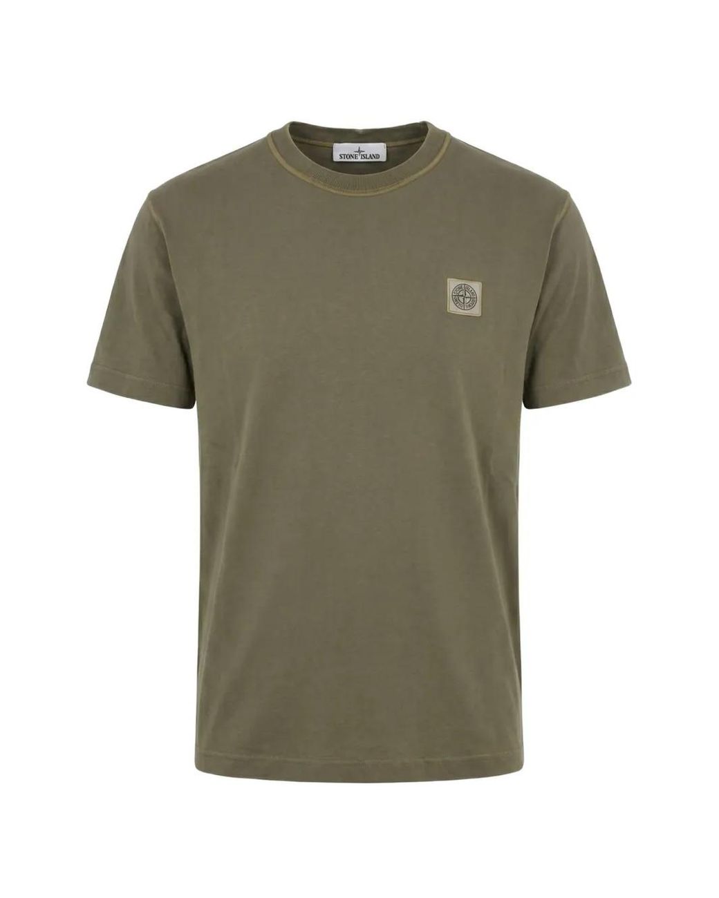 Stone Island Green T-Shirt 2100026 En Jersey De Coton Biologique À Effet Fissato for men