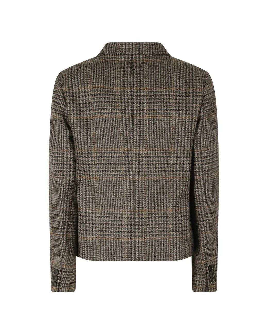 Aspesi Green Check-Pattern Single-Breasted Jacket
