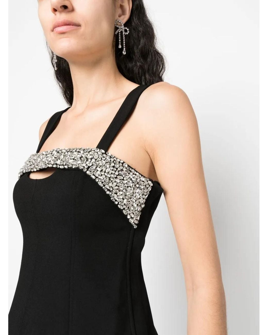 Jonathan Simkhai Black Crystal-Embellished Corset Top