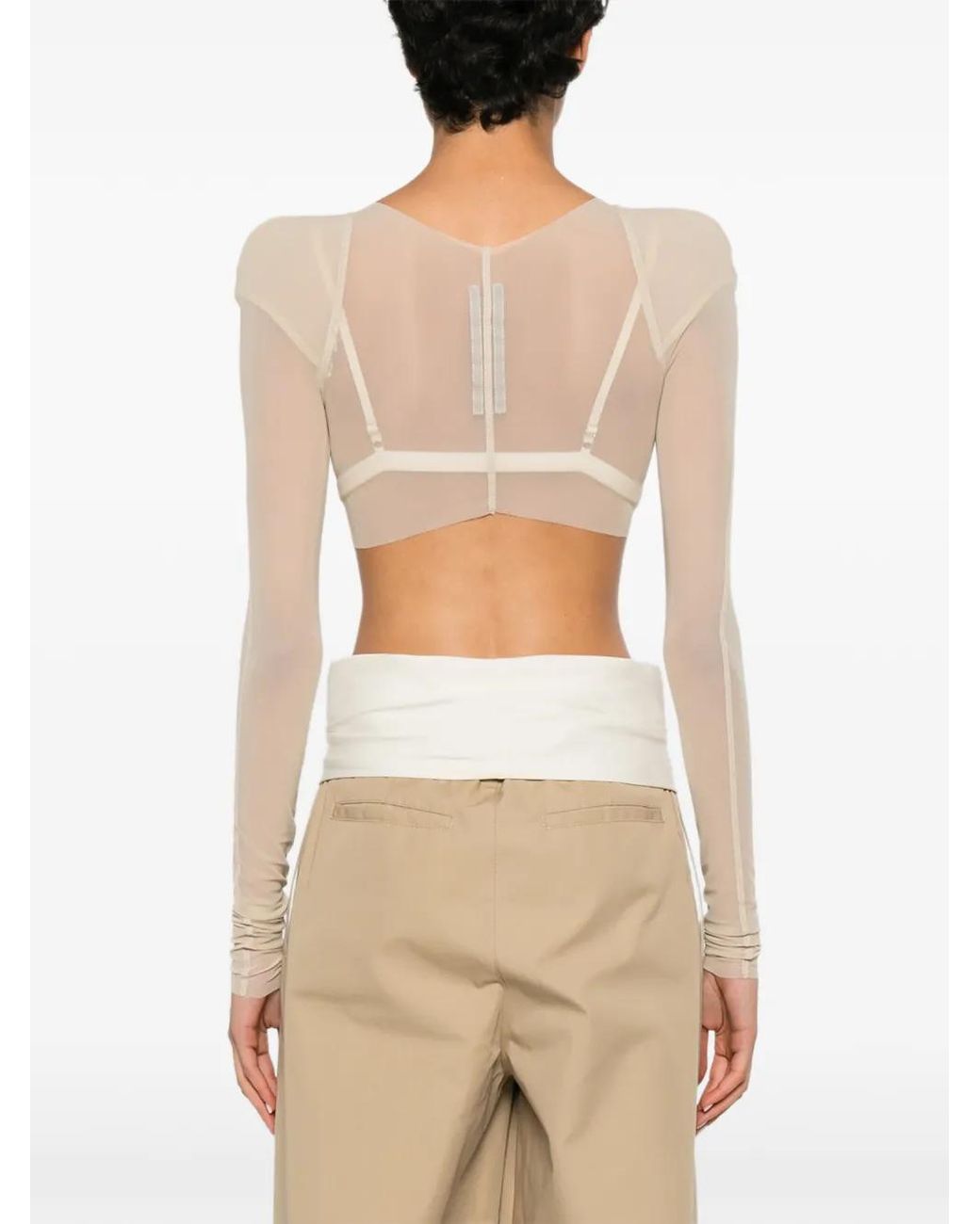 Rick Owens White Sheer T-Shirt With Structured Shoulders