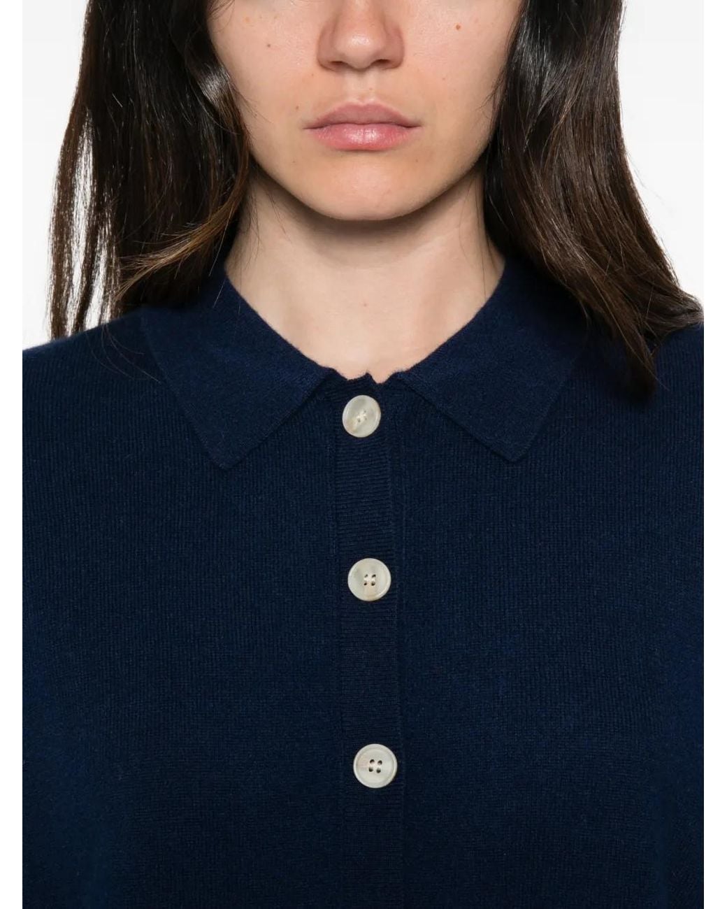 ABSOLUT CASHMERE Blue Button-Up Polo Cardigan