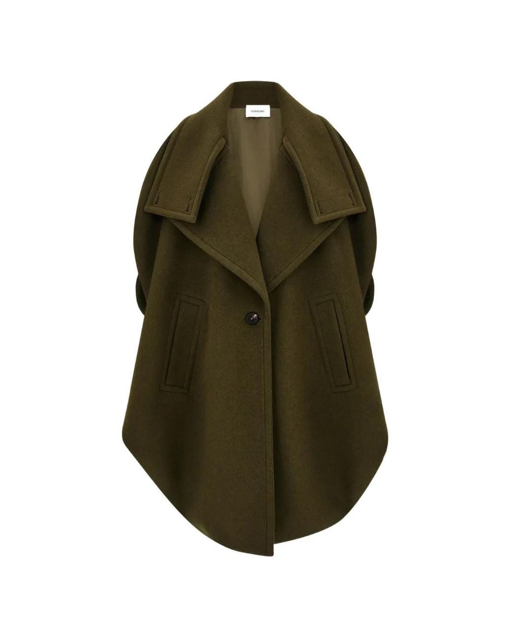 Ferragamo Green Caban À Simple Boutonnage