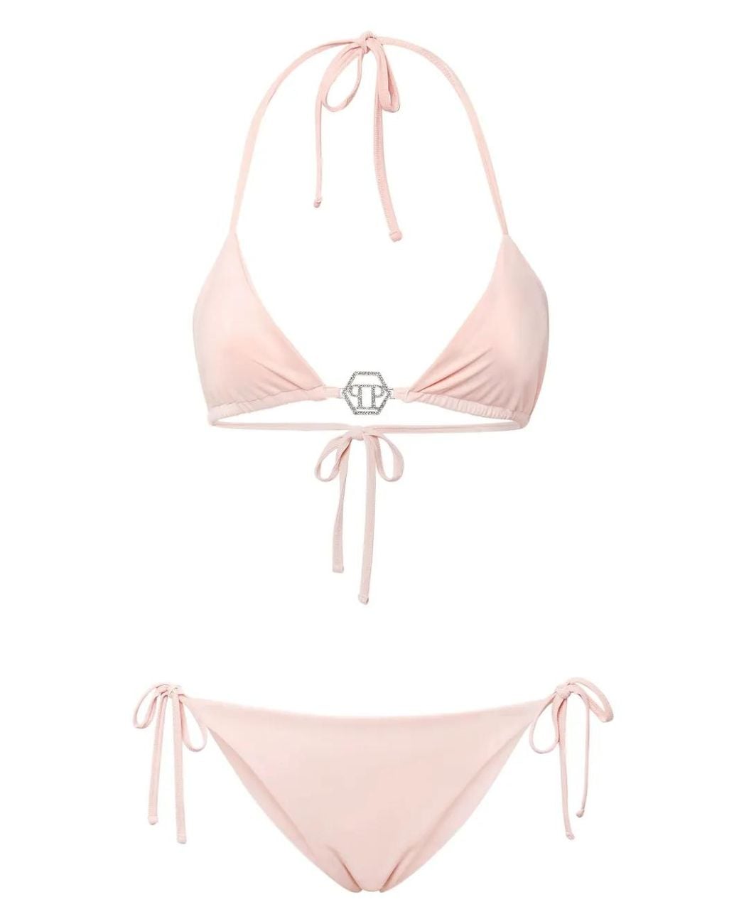 Philipp Plein Pink Logo-Plaque Bikini Set