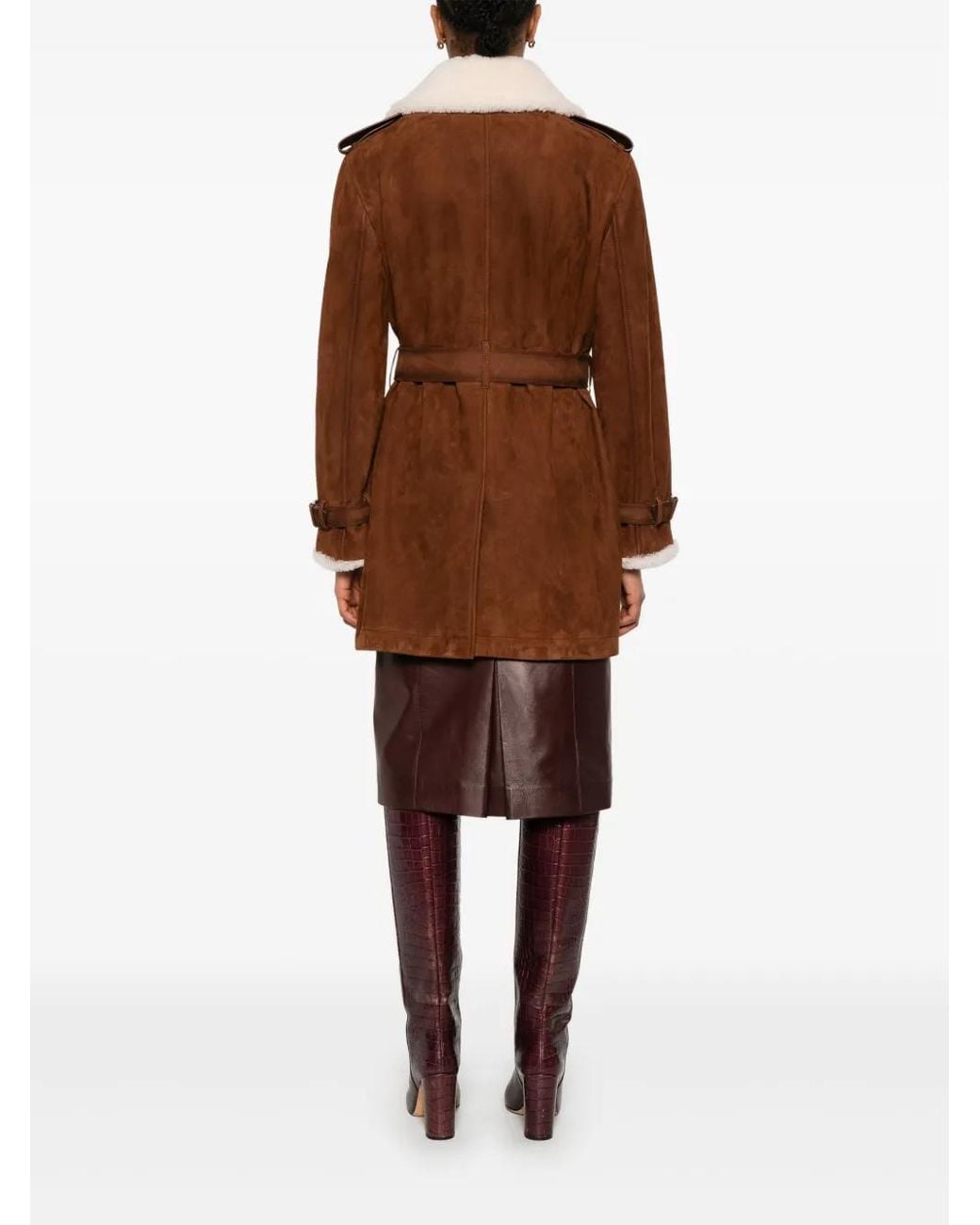 Ermanno Scervino Brown Suede Coat