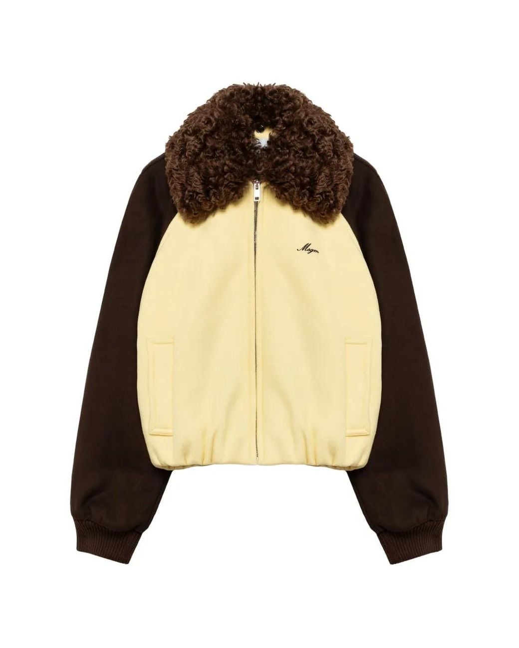 MSGM Natural Collar-Detail Panelled Jacket