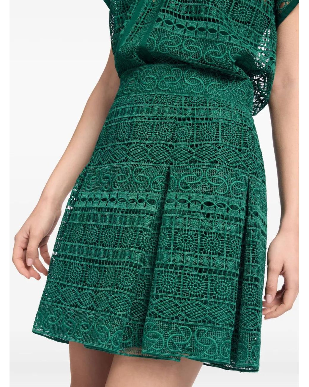 Elie Saab Green Macramé Skirt