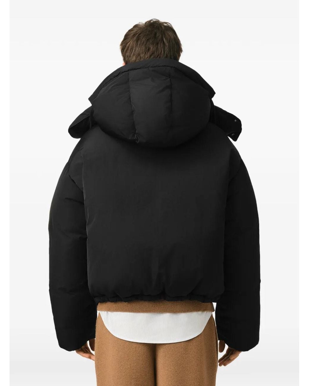 AMI Black Cropped Puffer Jacket With Detachable Hood for men