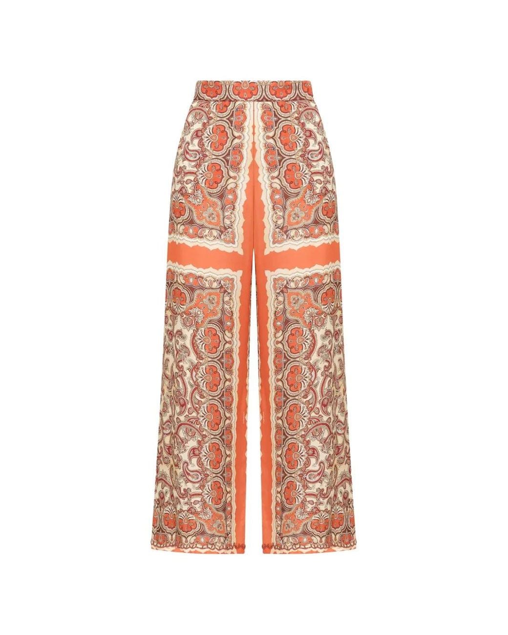 Maliparmi White Sunset Paisley-Print Trousers