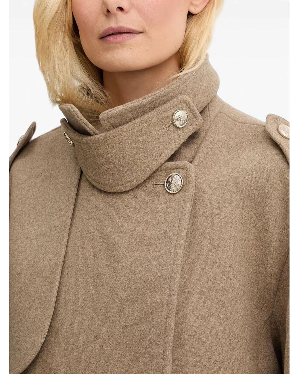 Morgan Natural Goyam Double-Breasted Buckled-Cuff Coat