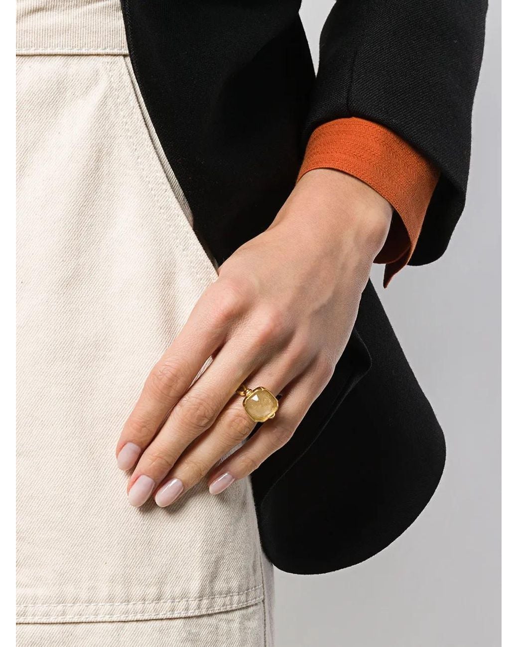 Goossens Metallic Square Cabochons Ring