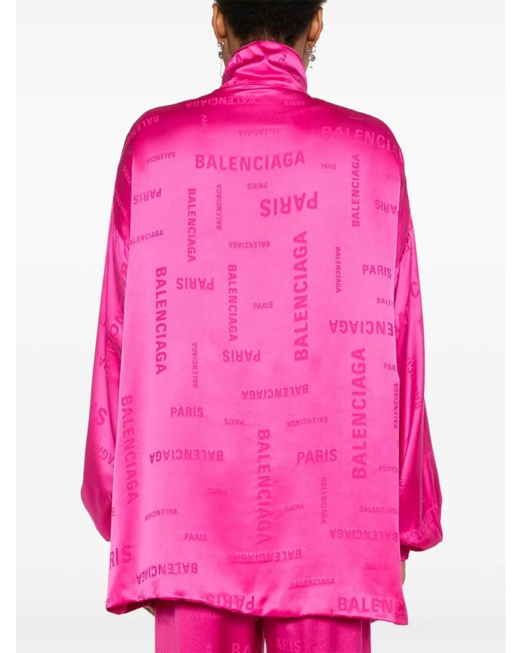 Balenciaga Pink Bal Paris Allover Fluid Tracksuit Jacket