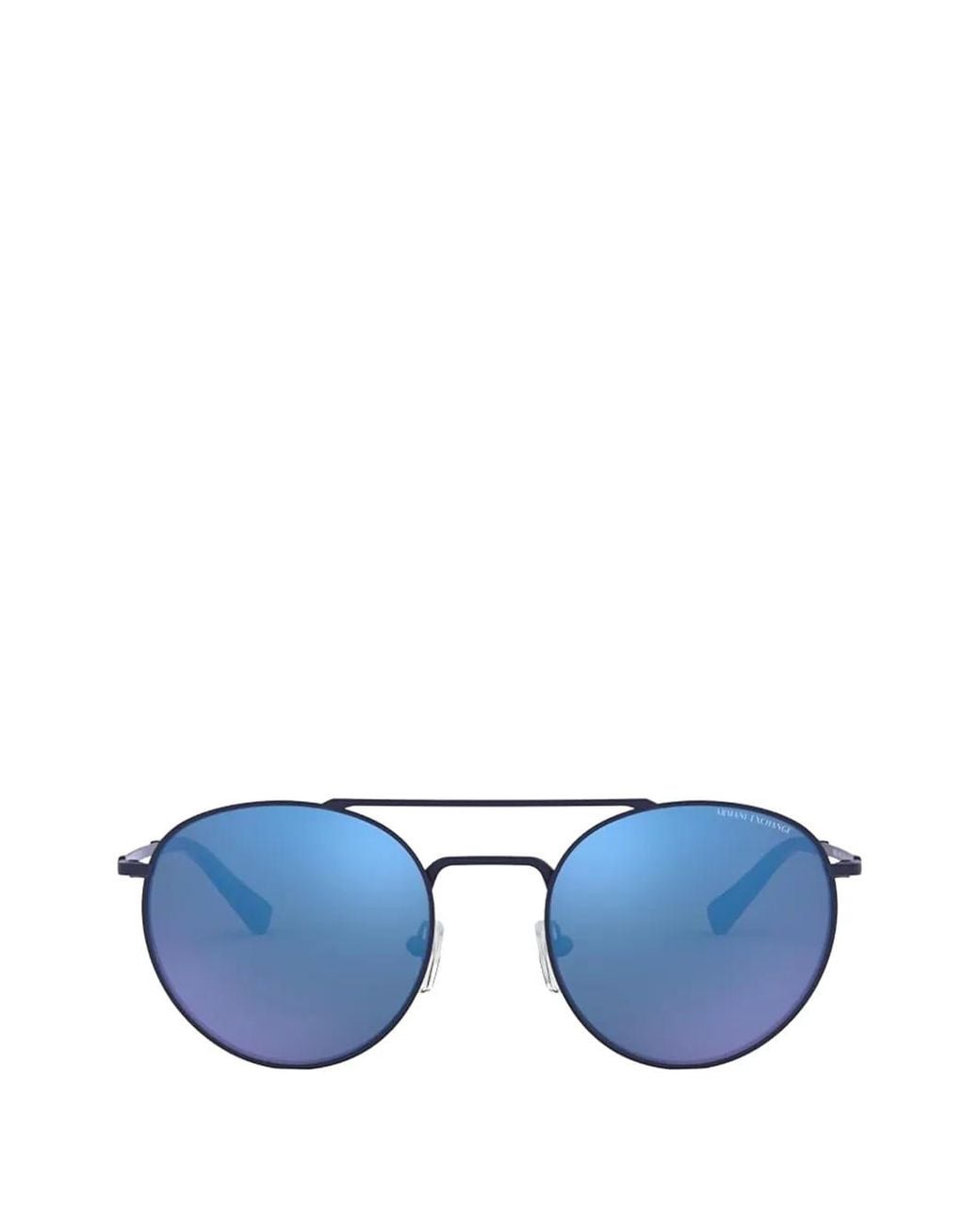 ARMANI EXCHANGE Blue Round-Frame Double-Bridge Sunglasses