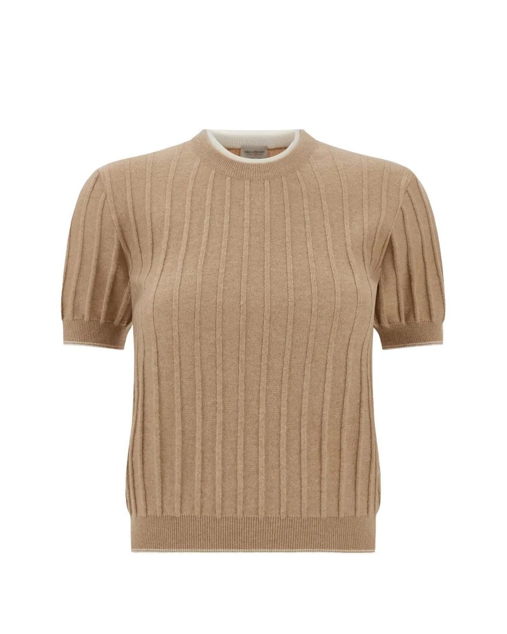 Paul & Shark Natural Ribbed-Knit Short-Sleeve Sweater
