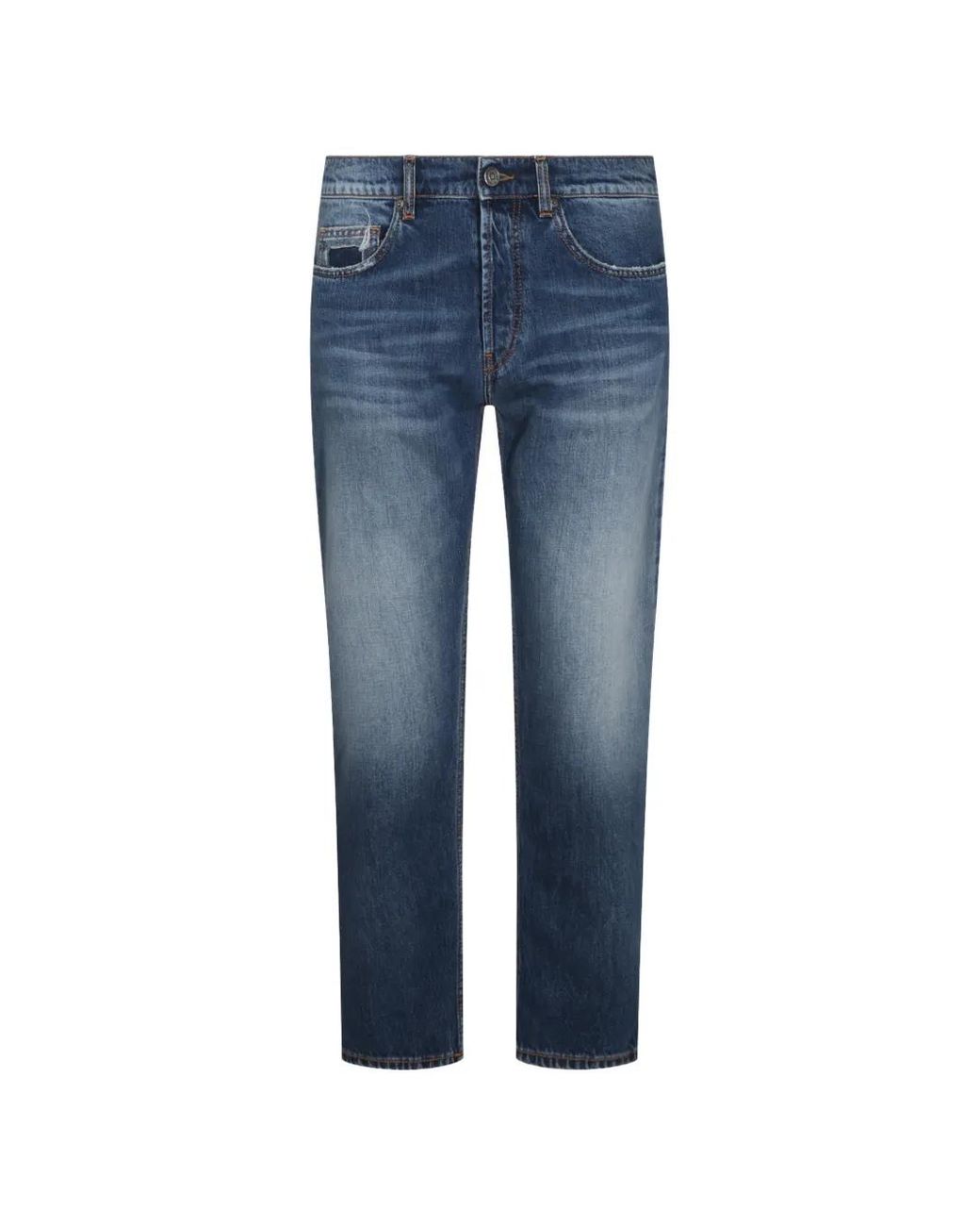 NUMERIS Blue Faded Distressed Jeans for men