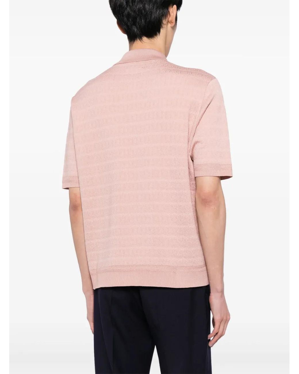 Bally Pink Horizontal Stripe Polo Shirt for men