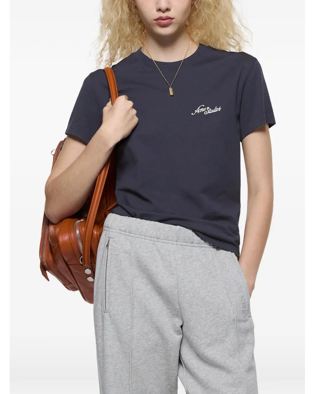 Acne Blue Fitted T-Shirt With Logo
