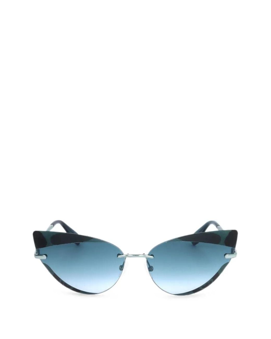 Adidas Blue Cat-Eye Rimless Sunglasses