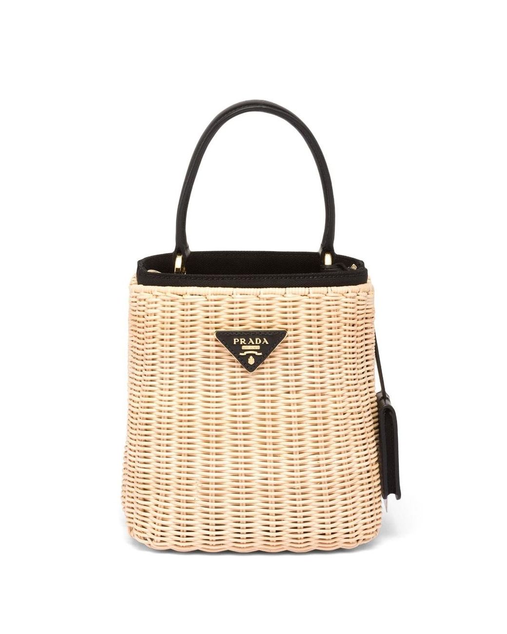 Prada Panier Wicker And Canvas Bag in Natural | Lyst Prada Panier Wicker And Canvas Bag in Natural | Lyst