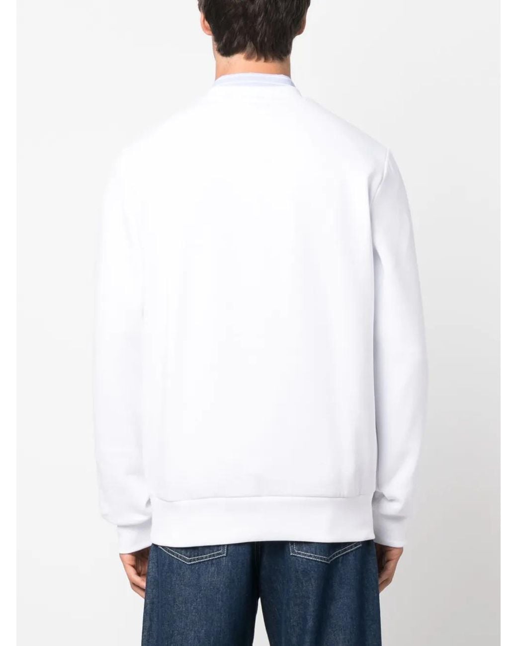 Lacoste White Logo-Embroidered Sweatshirt for men