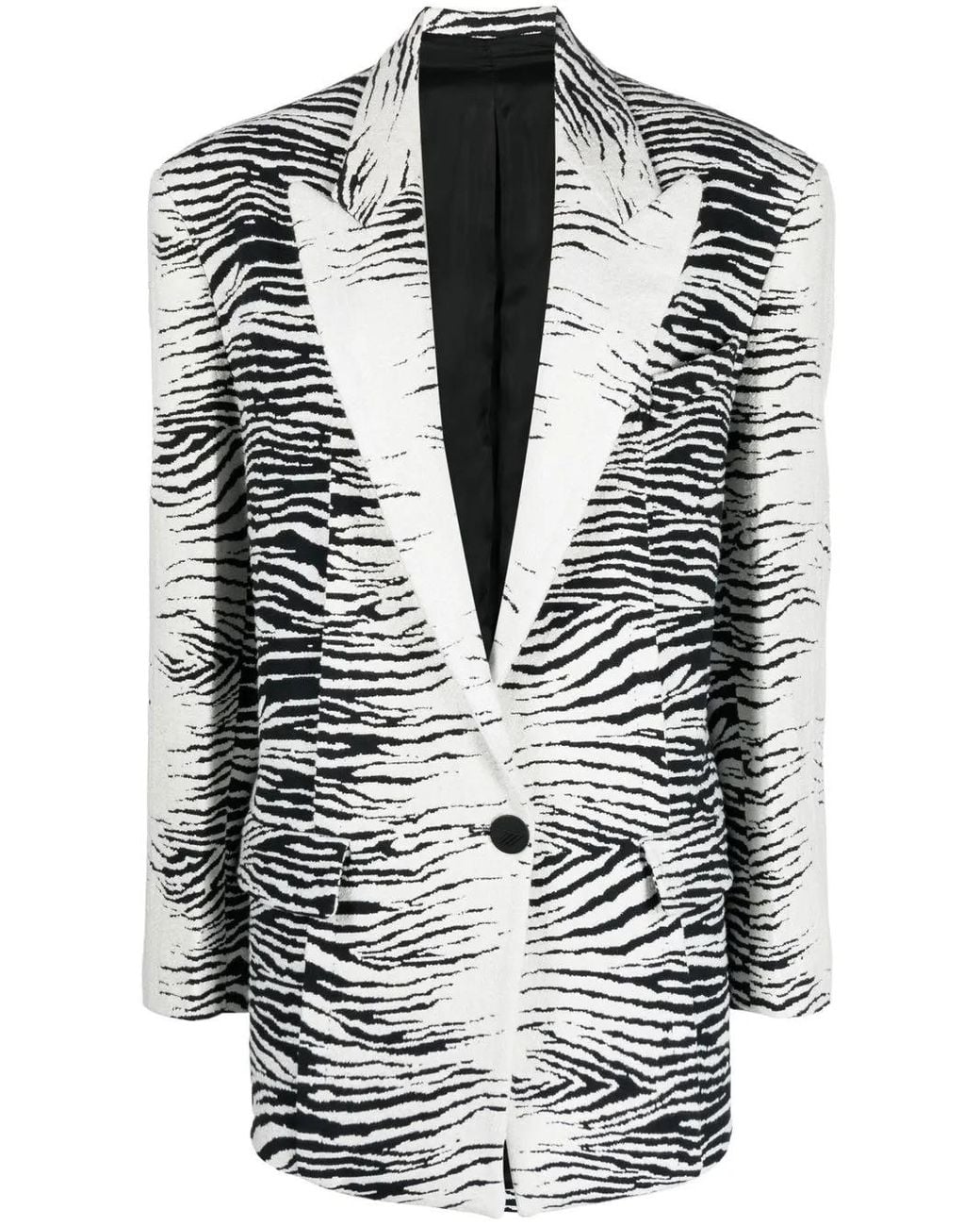 The Attico Black Zebra-print Single-breasted Blazer