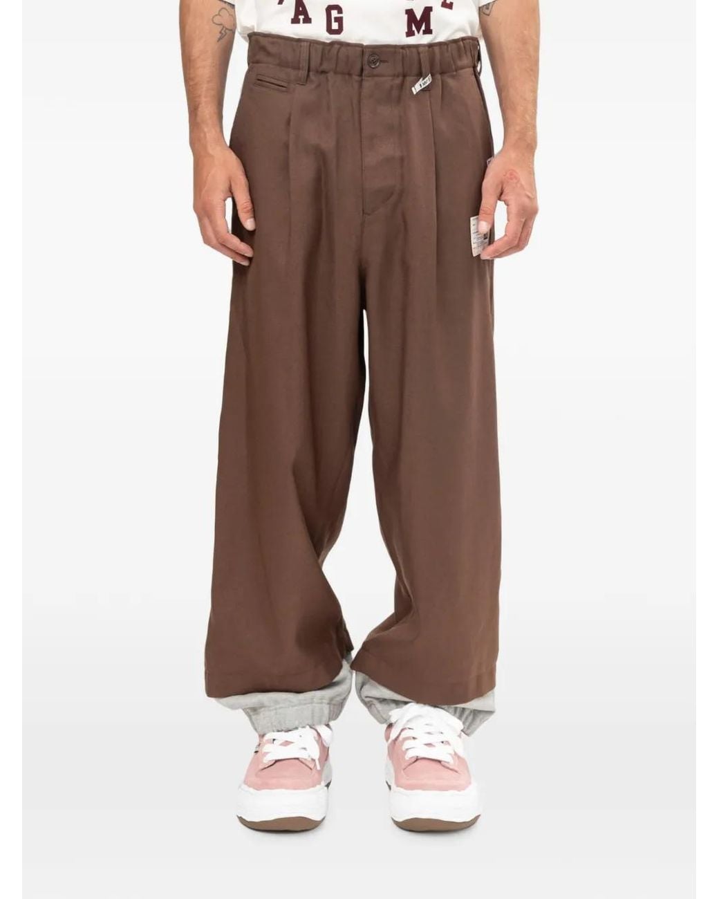 Maison Mihara Yasuhiro Brown Sweat Layered Twill Pants for men