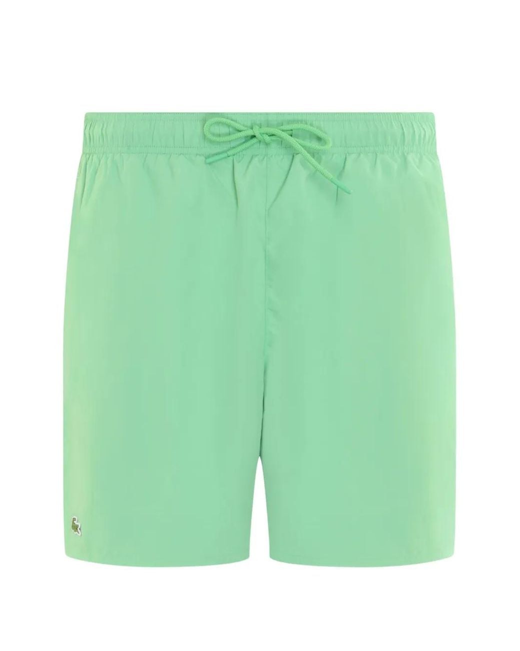 Lacoste Green Logo-Patch Drawstring Swim Shorts for men