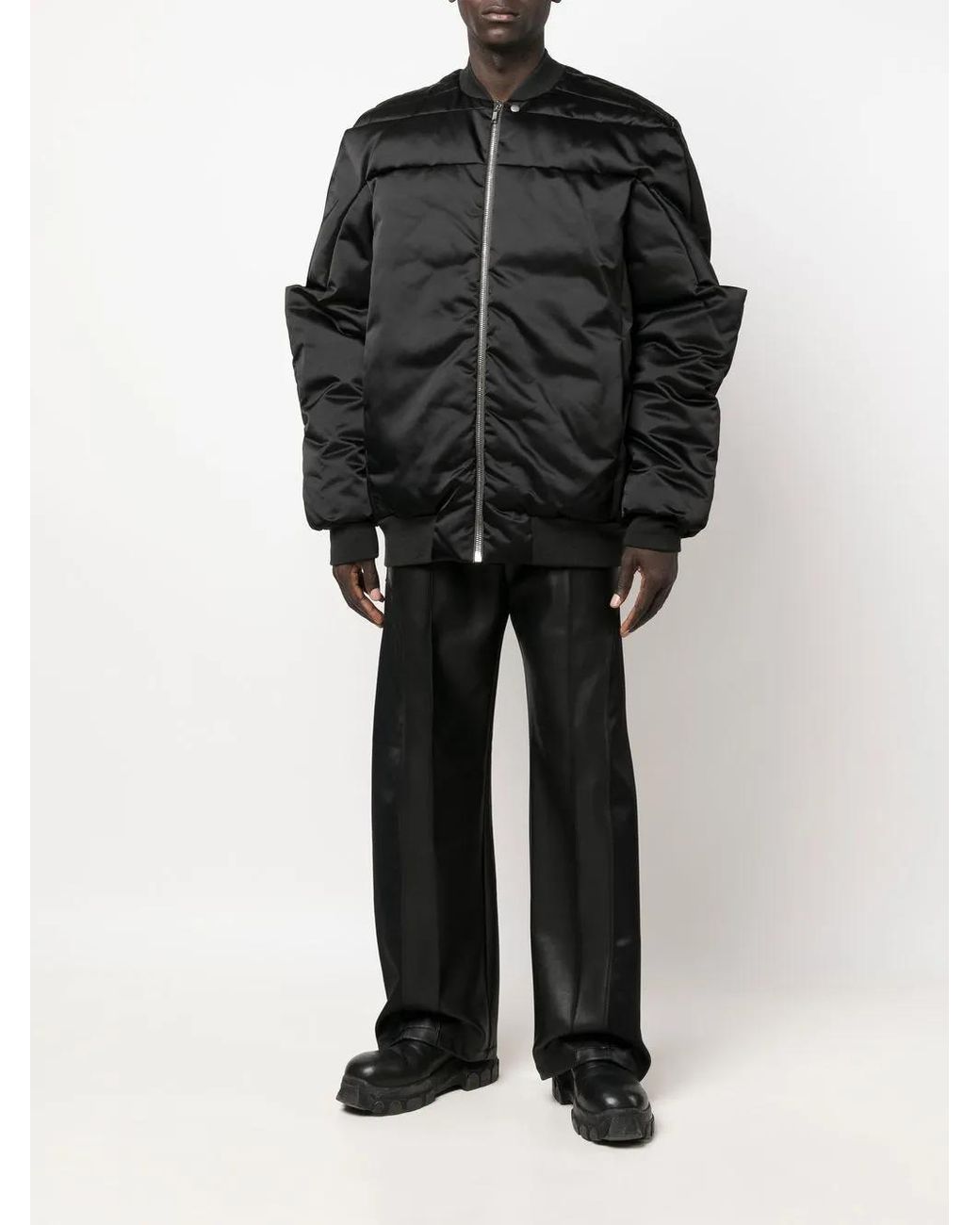 Rick Owens Black Gridered Goose-Down Bomber Jacket for men