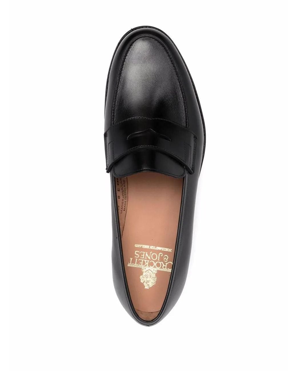 Crockett and Jones Black Leather Penny Loafers for men