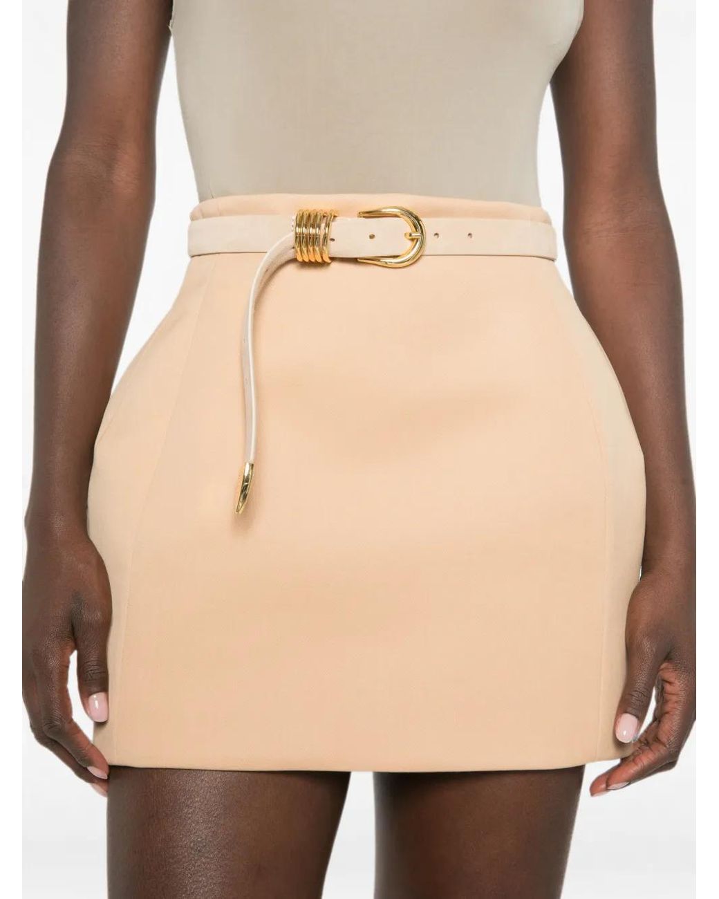 Wardrobe NYC Natural Sculpted Mini Skirt