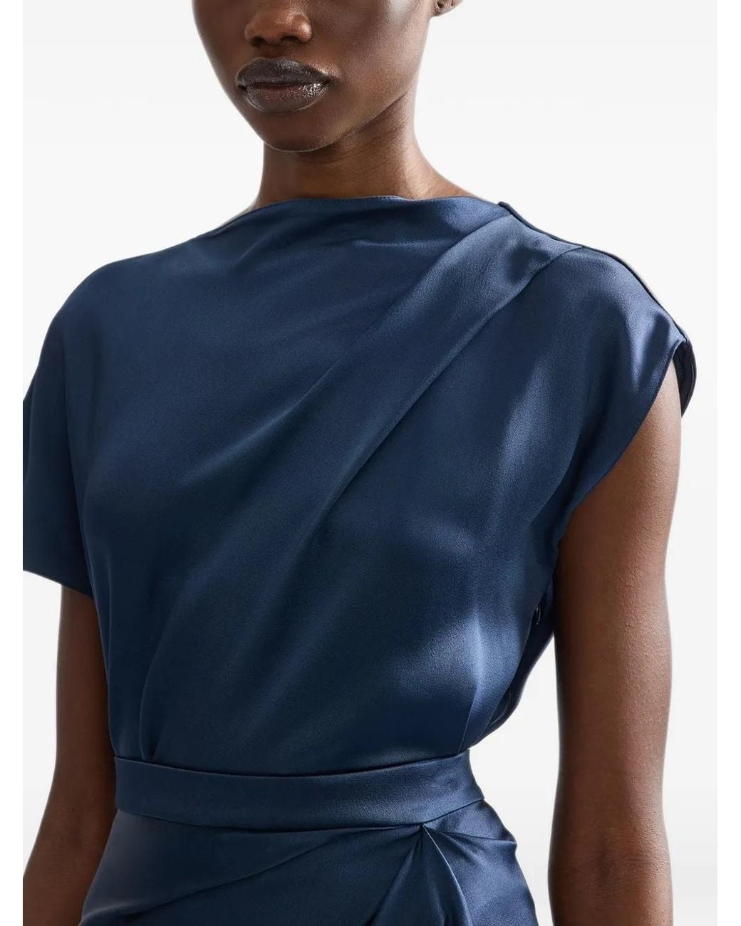 Erdem Blue Draped Asymmetric Top
