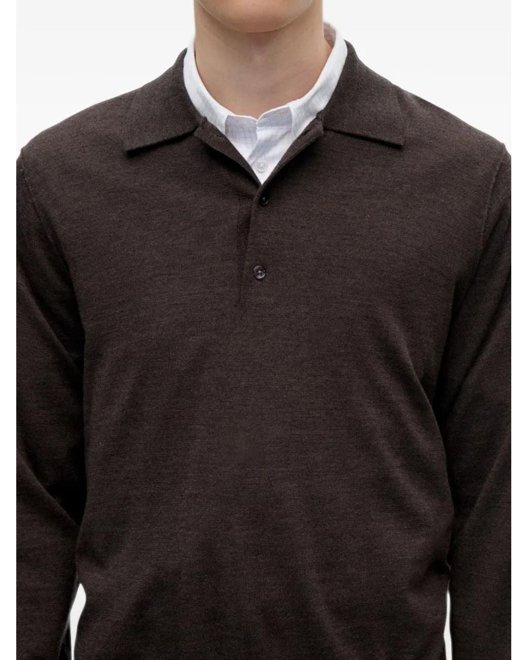 BERNER KUHL Black Long-Sleeve Wool Polo Shirt for men