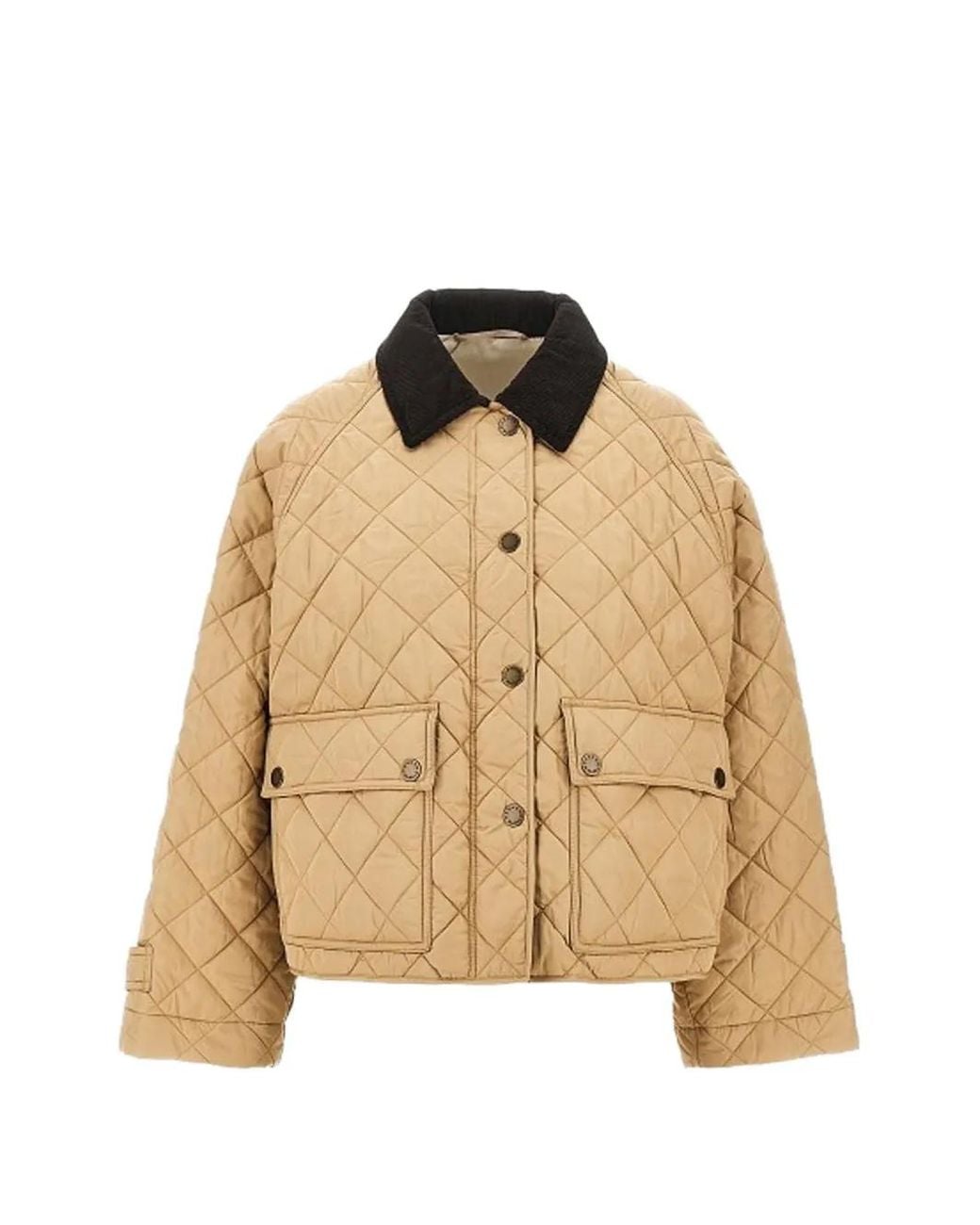 Weekend by Maxmara Natural Quilted Corduroy-Collar Jacket