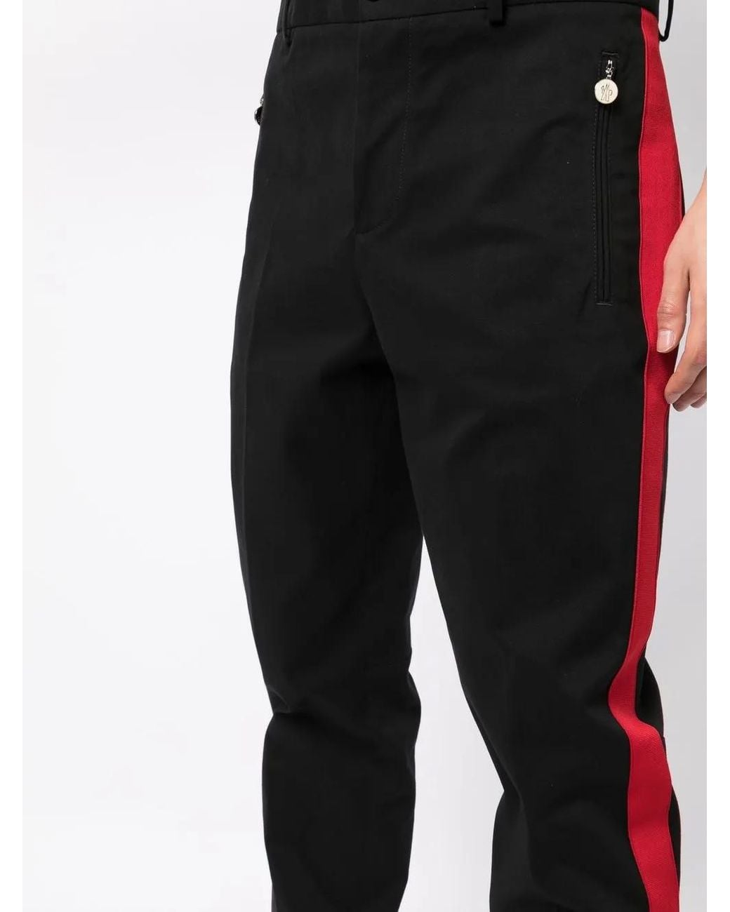 Moncler Black Side-stripe Tapered Trousers for men