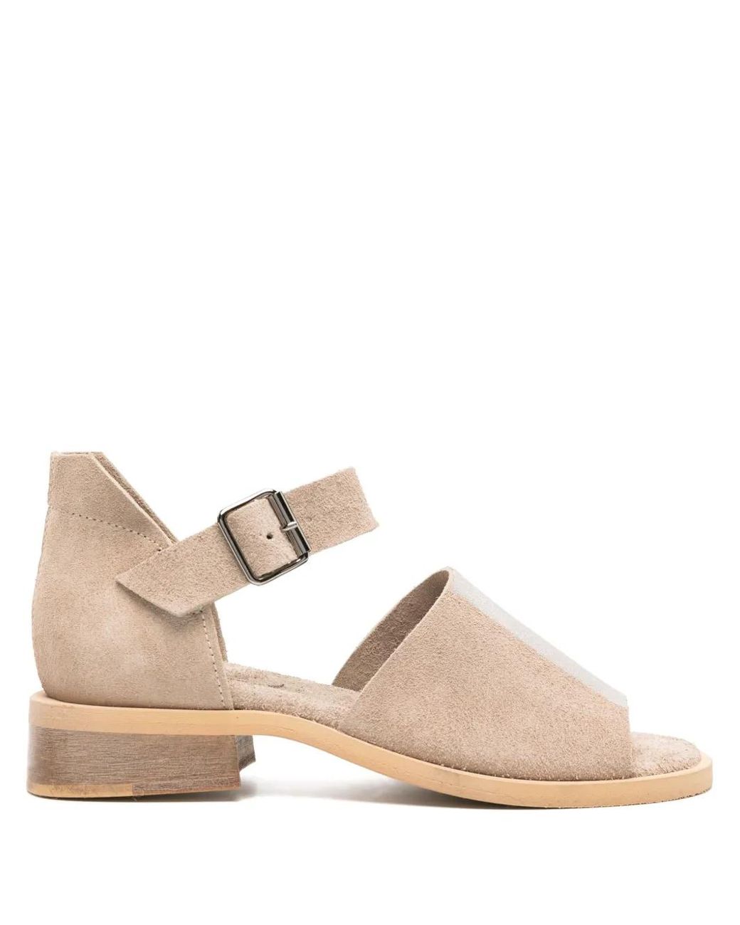 Moma Natural Grinzato Suede Sandals