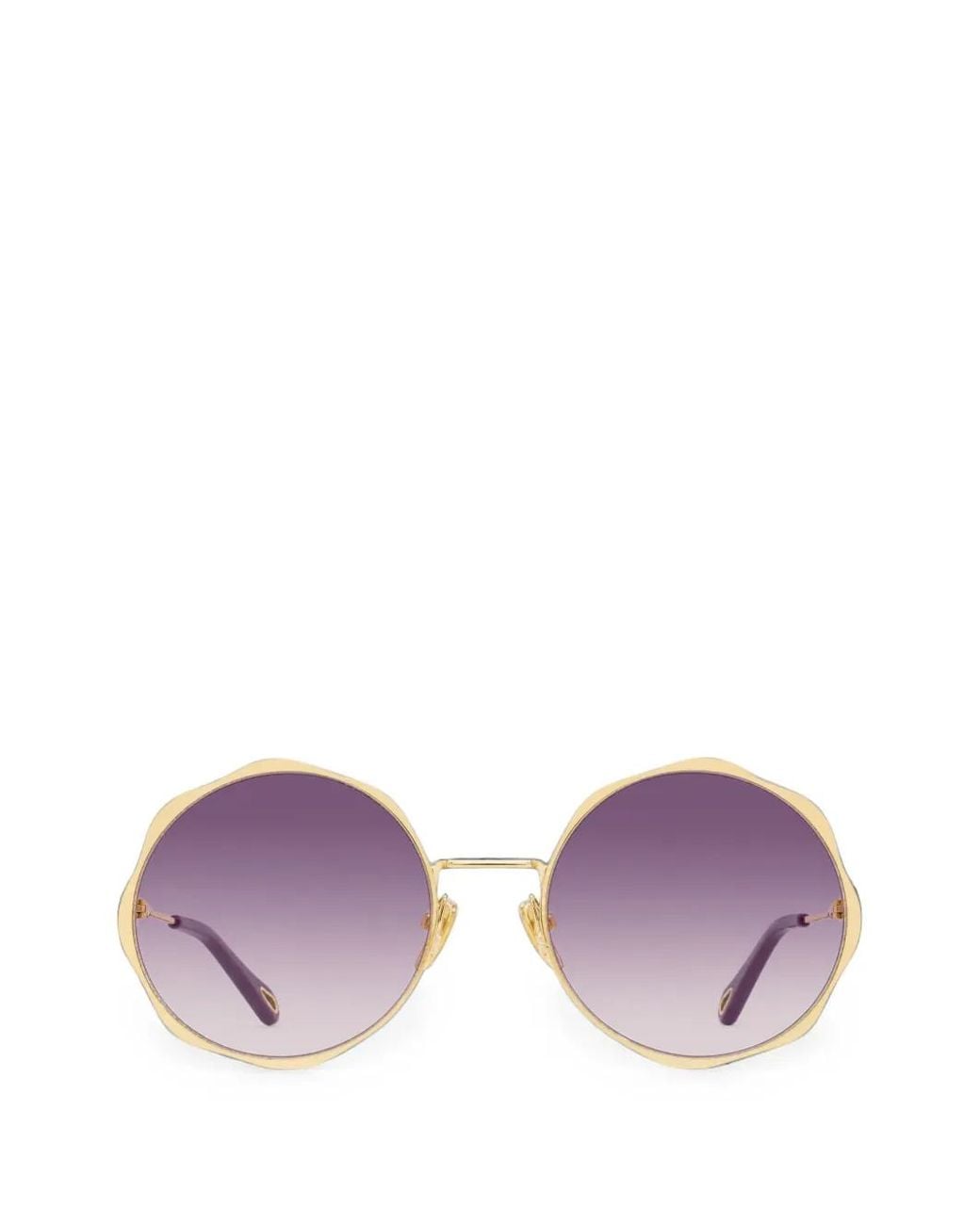 Chloé Purple Scalloped-Edge Round-Frame Sunglasses
