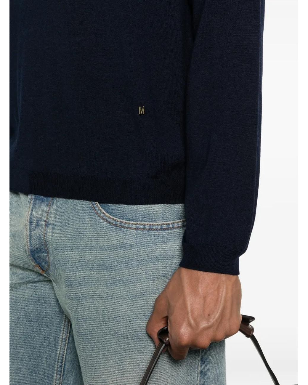 Moschino Blue Button Logo Polo Shirt for men