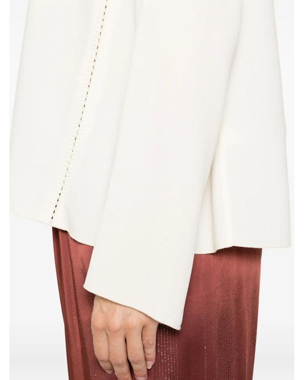 Forte_forte White Matte Anvers Satin Embroidered Top