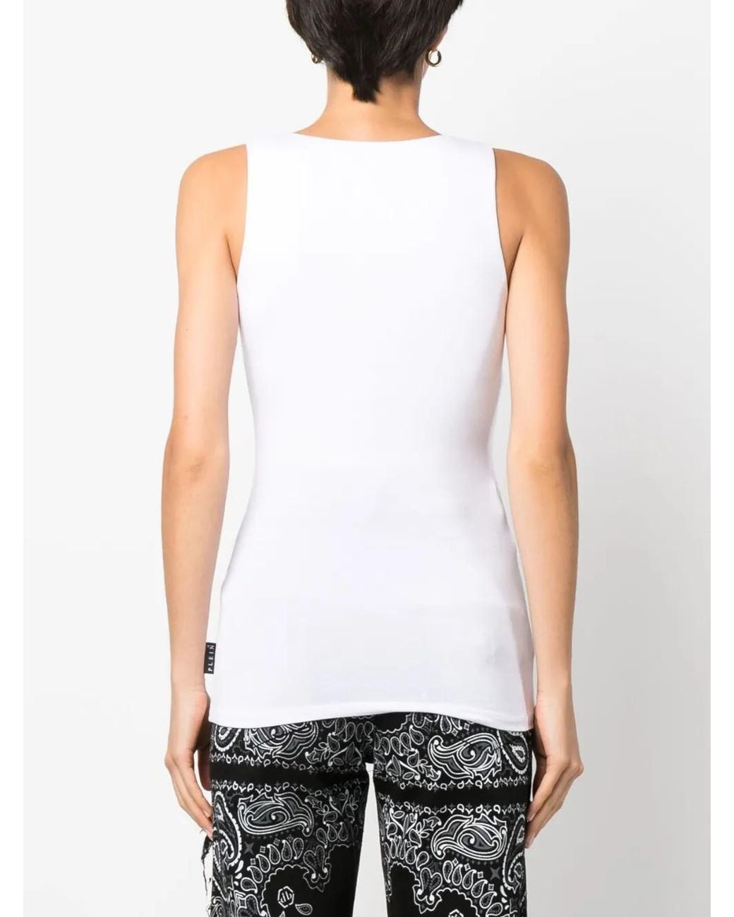 Philipp Plein White Logo-Patch Tank Top