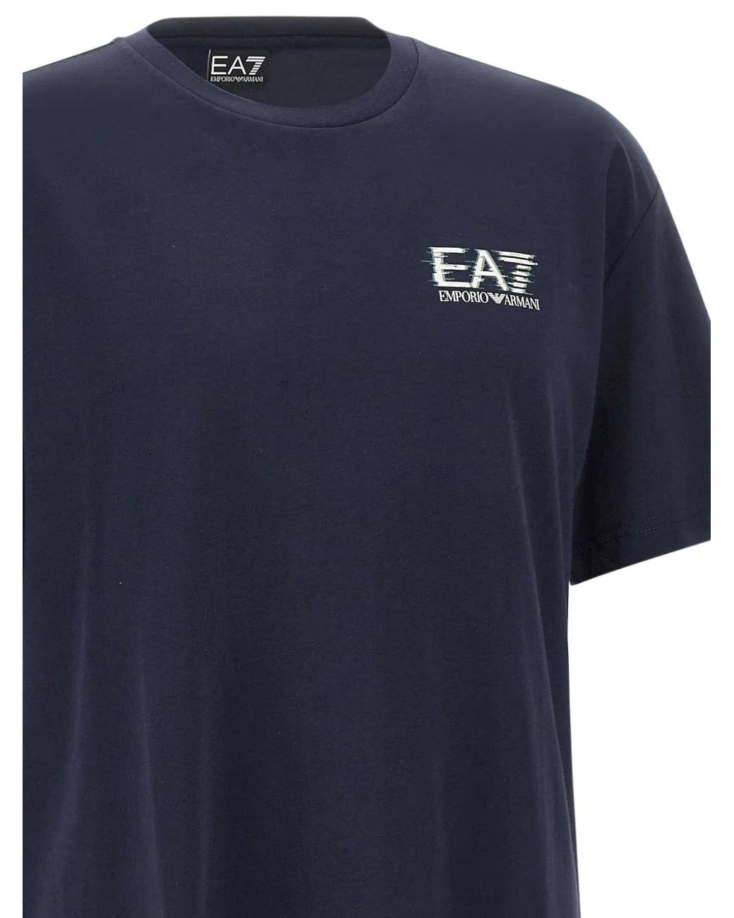 EA7 Blue Visibility Cotton Jersey T-Shirt for men