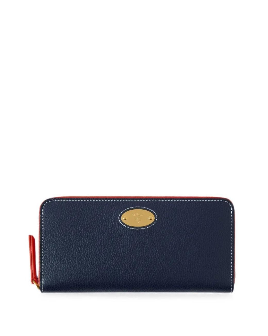 Mulberry Blue Logo-Plaque Grained-Leather Purse