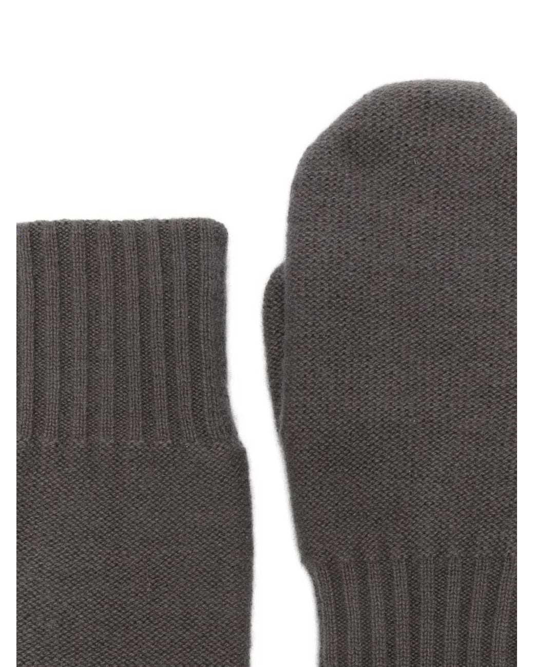 Liska Gray Ribbed-Cuff Gloves